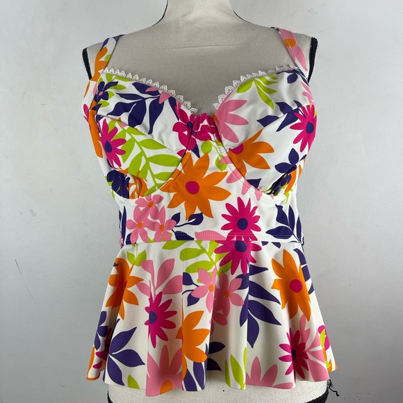 Terra & Sky. Floral Tankini Top 1X EUC - Picture 2 of 8